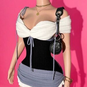 Stylish Black and White Corset Dress